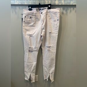 DPM Premium Jeans Men 34 Distressed Demin Zip Flap Pocket Straight Leg